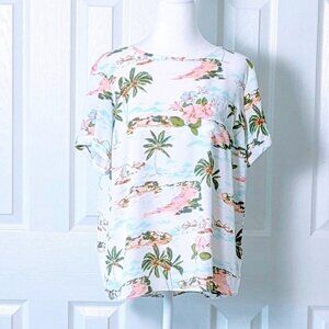 LAUREN CONRAD Women's Tropical Short Sleeve Blouse Top Size M Multi Color Print